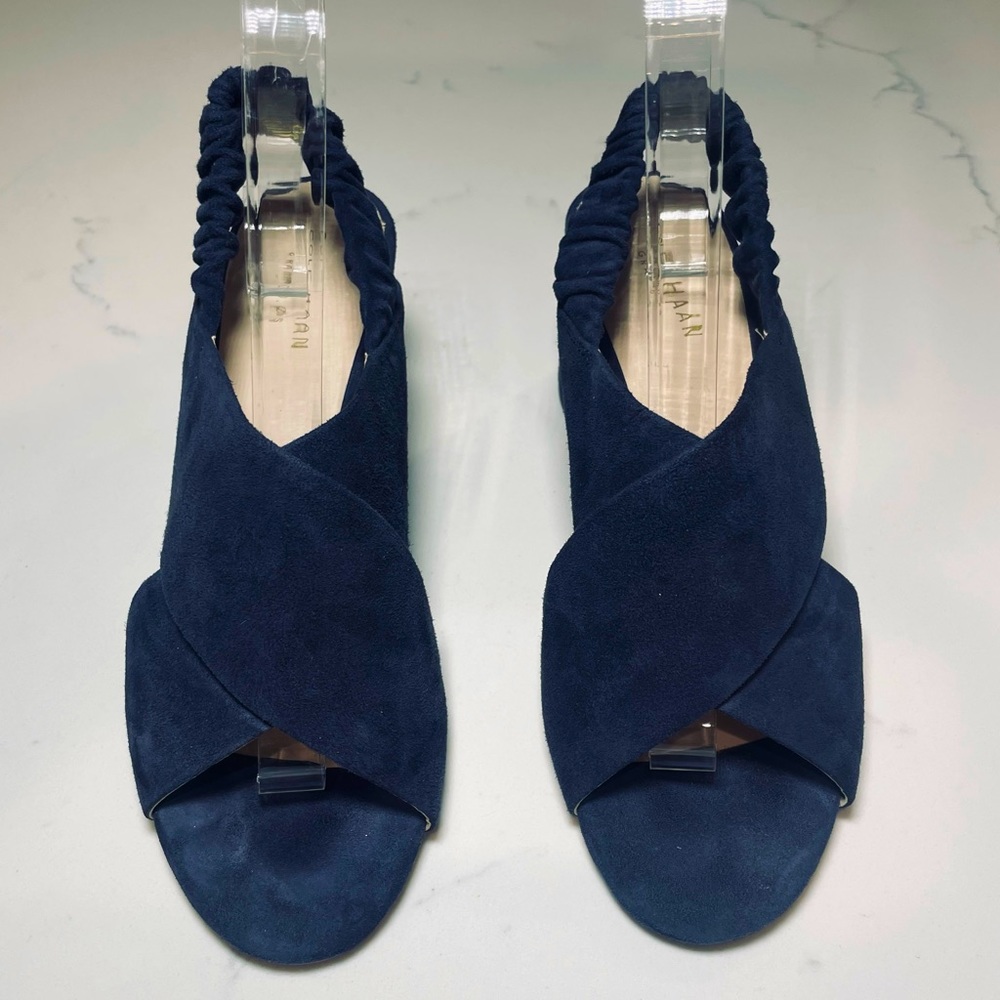 NWOT Cole Haan | Blue Suede Slingback Sandals - Picture 4 of 9